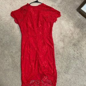 Red lace cocktail dress, short sleeve, worn once